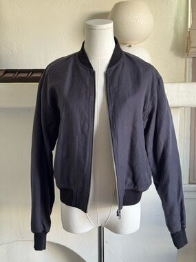 Alex Mill Cropped Bomber Jacket Washed Black Cotton Minimalist Small
